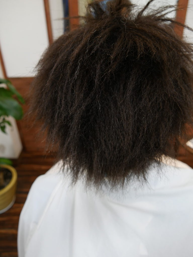 チリチリの髪の毛